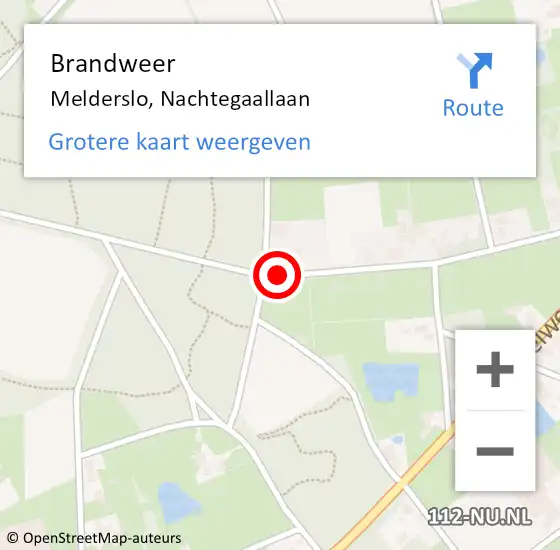 Locatie op kaart van de 112 melding: Brandweer Melderslo, Nachtegaallaan op 22 november 2014 15:11