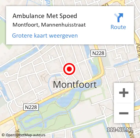 Locatie op kaart van de 112 melding: Ambulance Met Spoed Naar Montfoort, Mannenhuisstraat op 21 oktober 2013 22:51