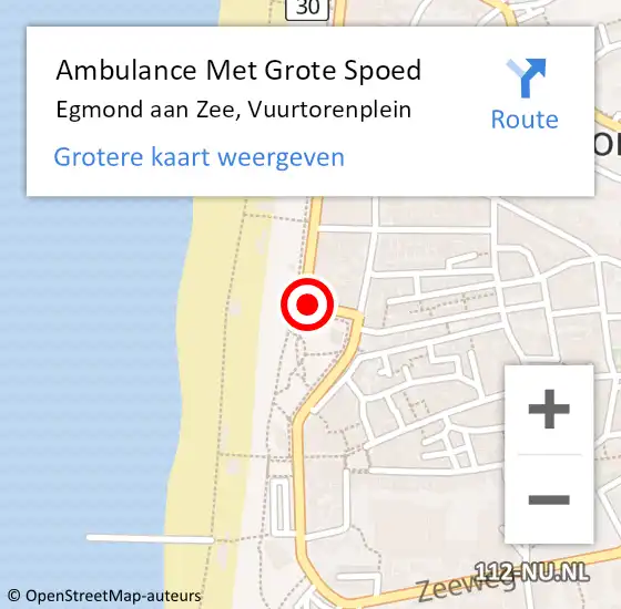 Locatie op kaart van de 112 melding: Ambulance Met Grote Spoed Naar Egmond aan Zee, Vuurtorenplein op 21 oktober 2013 22:51