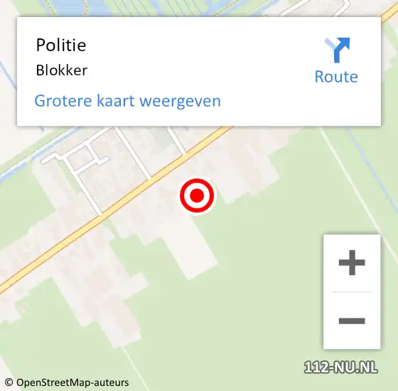 Locatie op kaart van de 112 melding: Politie Blokker op 22 november 2014 16:18