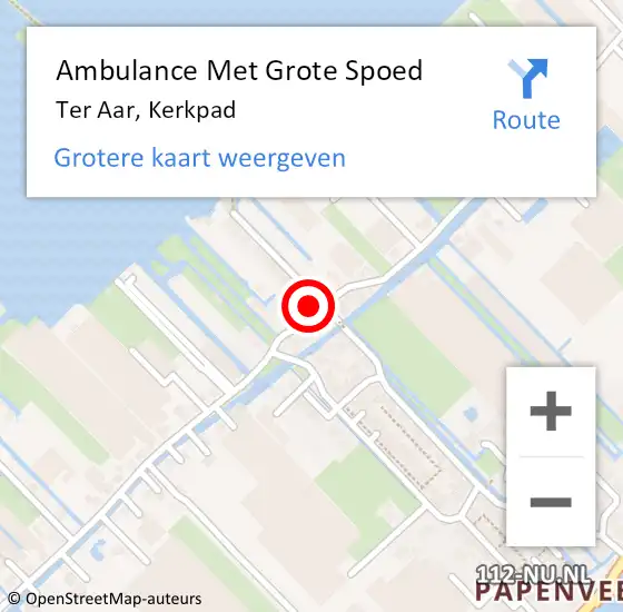 Locatie op kaart van de 112 melding: Ambulance Met Grote Spoed Naar Ter Aar, Kerkpad op 22 november 2014 16:32