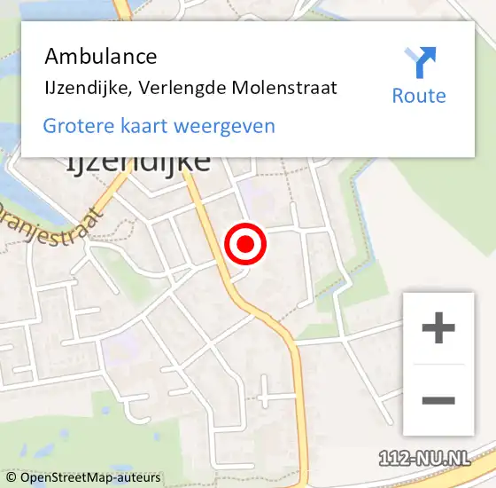 Locatie op kaart van de 112 melding: Ambulance IJzendijke, Verlengde Molenstraat op 22 november 2014 16:37