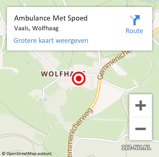 Locatie op kaart van de 112 melding: Ambulance Met Spoed Naar Vaals, Wolfhaag op 22 november 2014 17:33