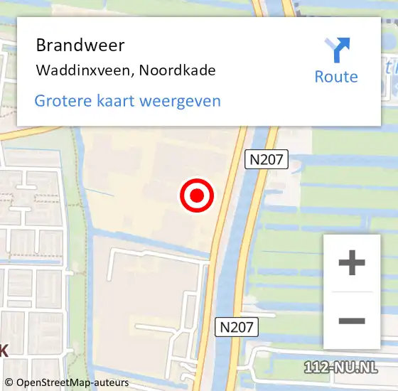 Locatie op kaart van de 112 melding: Brandweer Waddinxveen, Noordkade op 21 oktober 2013 23:09