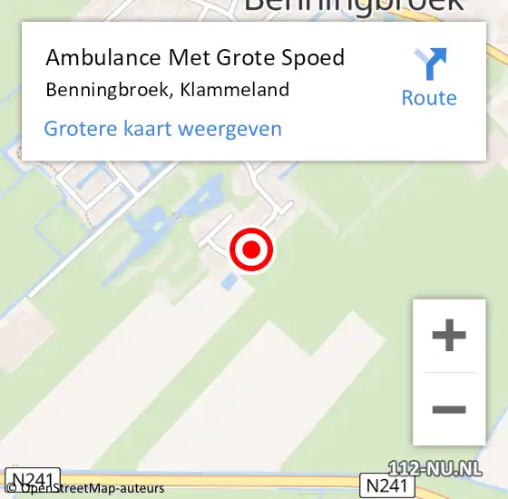 Locatie op kaart van de 112 melding: Ambulance Met Grote Spoed Naar Benningbroek, Klammeland op 22 november 2014 17:43