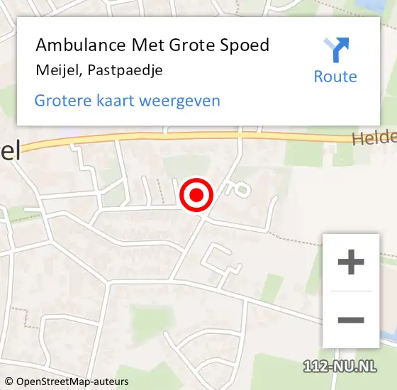 Locatie op kaart van de 112 melding: Ambulance Met Grote Spoed Naar Meijel, Pastpaedje op 22 november 2014 18:24