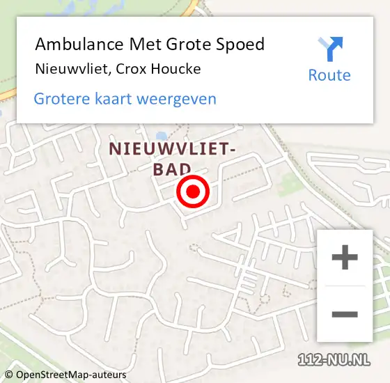 Locatie op kaart van de 112 melding: Ambulance Met Grote Spoed Naar Nieuwvliet, Crox Houcke op 21 oktober 2013 23:14