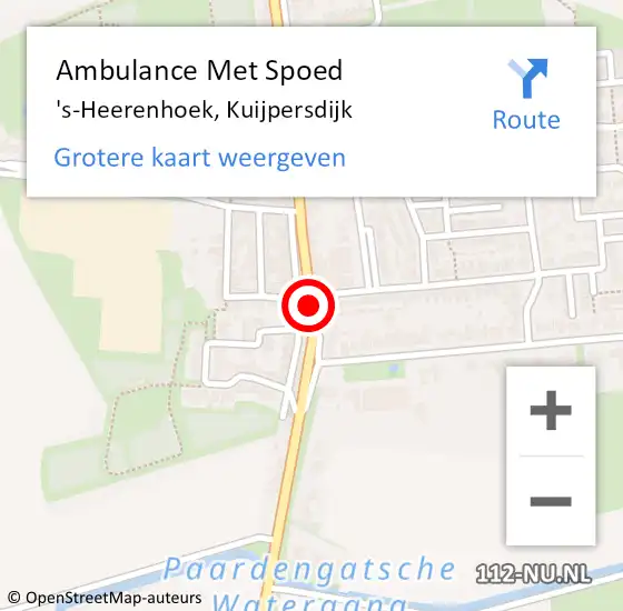 Locatie op kaart van de 112 melding: Ambulance Met Spoed Naar 's-Heerenhoek, Kuijpersdijk op 22 november 2014 20:11