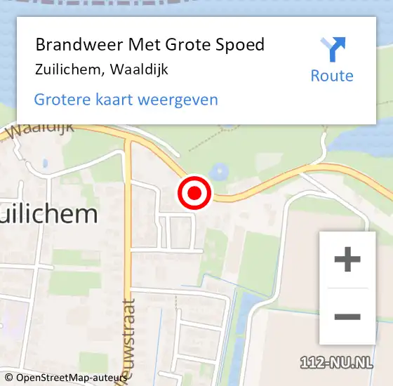 Locatie op kaart van de 112 melding: Brandweer Met Grote Spoed Naar Zuilichem, Waaldijk op 22 november 2014 20:33