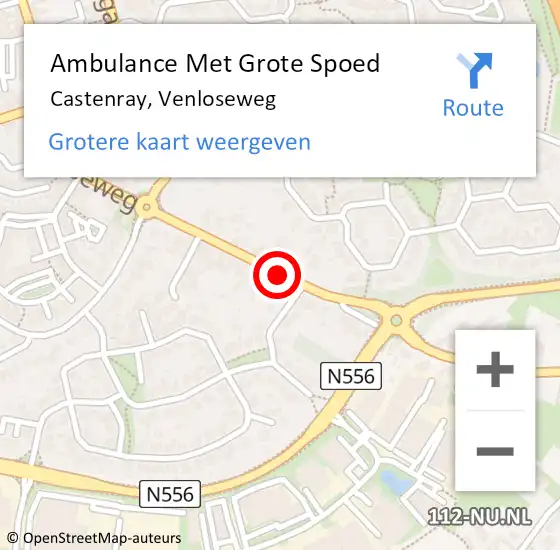 Locatie op kaart van de 112 melding: Ambulance Met Grote Spoed Naar Castenray, Venloseweg op 22 november 2014 20:39