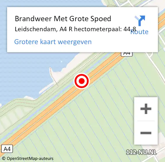 Locatie op kaart van de 112 melding: Brandweer Met Grote Spoed Naar Leidschendam, A4 R hectometerpaal: 44,6 op 22 november 2014 21:25