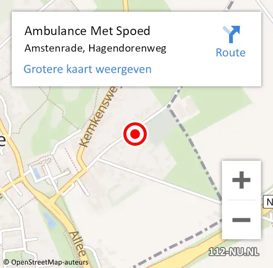 Locatie op kaart van de 112 melding: Ambulance Met Spoed Naar Amstenrade, Hagendorenweg op 22 november 2014 21:27