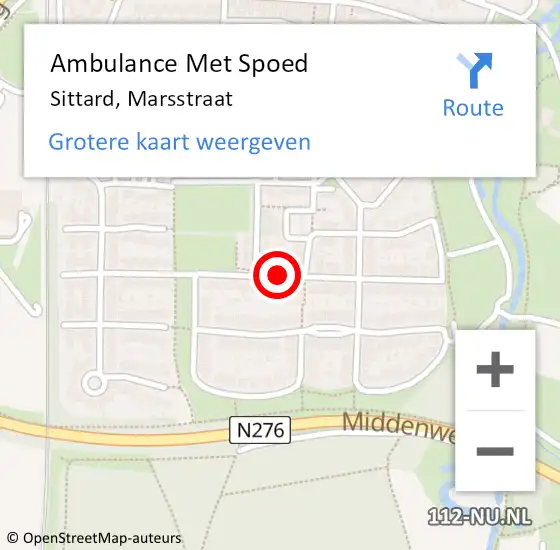 Locatie op kaart van de 112 melding: Ambulance Met Spoed Naar Sittard, Marsstraat op 22 november 2014 21:37