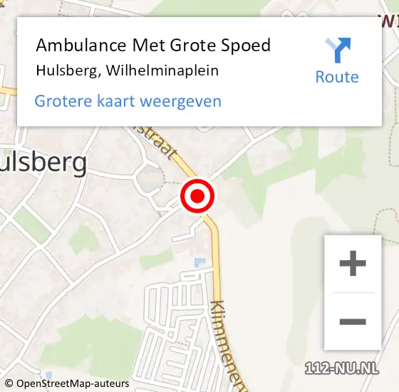 Locatie op kaart van de 112 melding: Ambulance Met Grote Spoed Naar Hulsberg, Wilhelminaplein op 22 november 2014 22:07