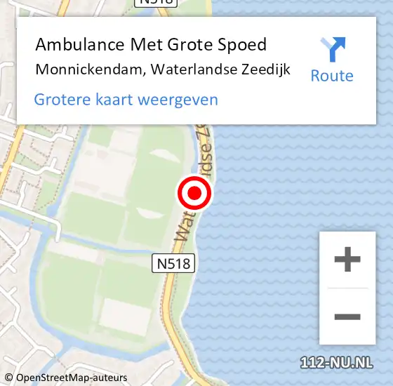 Locatie op kaart van de 112 melding: Ambulance Met Grote Spoed Naar Monnickendam, Waterlandse Zeedijk op 22 november 2014 22:33