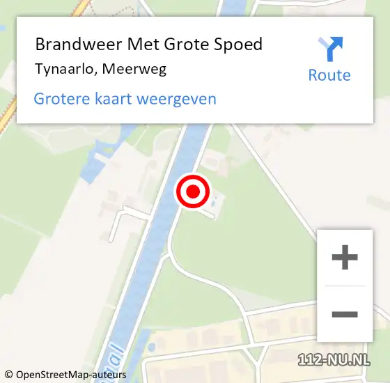 Locatie op kaart van de 112 melding: Brandweer Met Grote Spoed Naar Tynaarlo, Meerweg op 22 november 2014 22:44
