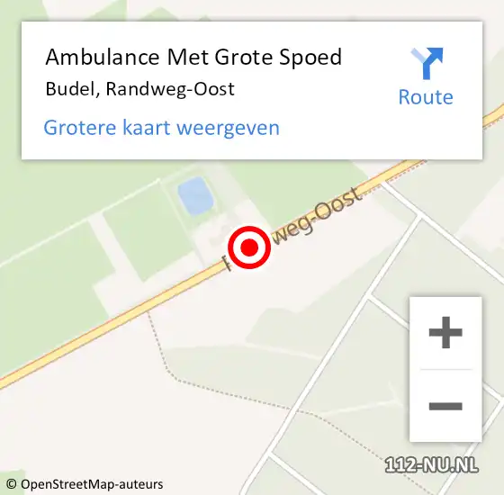 Locatie op kaart van de 112 melding: Ambulance Met Grote Spoed Naar Budel, Randweg-Oost op 22 november 2014 23:12