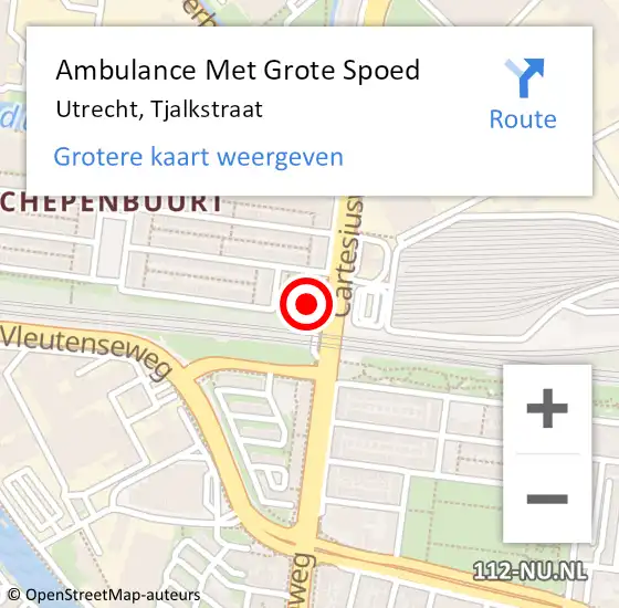 Locatie op kaart van de 112 melding: Ambulance Met Grote Spoed Naar Utrecht, Tjalkstraat op 22 november 2014 23:16