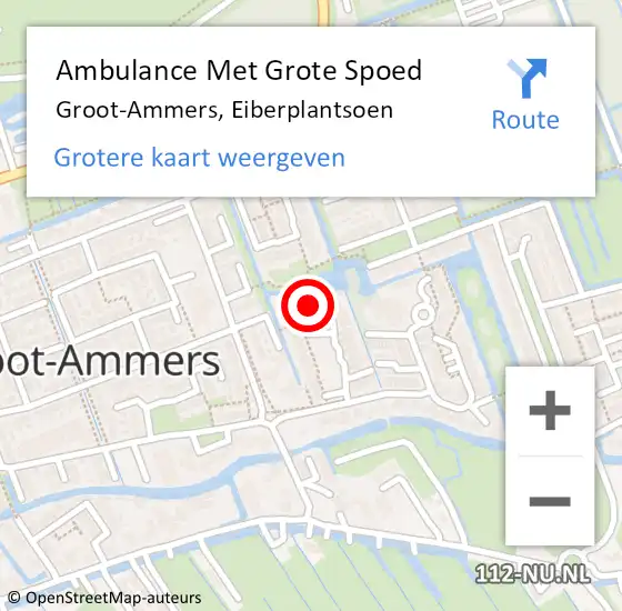 Locatie op kaart van de 112 melding: Ambulance Met Grote Spoed Naar Groot-Ammers, Eiberplantsoen op 22 november 2014 23:39