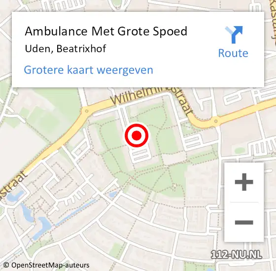 Locatie op kaart van de 112 melding: Ambulance Met Grote Spoed Naar Uden, Beatrixhof op 23 november 2014 00:01