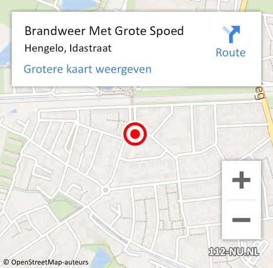 Locatie op kaart van de 112 melding: Brandweer Met Grote Spoed Naar Hengelo, Idastraat op 22 oktober 2013 00:23