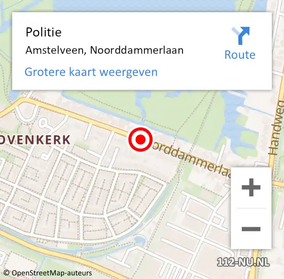 Locatie op kaart van de 112 melding: Politie Amstelveen, Noorddammerlaan op 23 november 2014 00:57