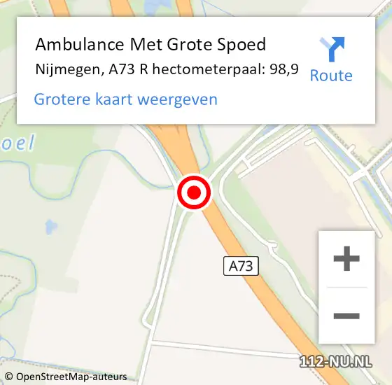 Locatie op kaart van de 112 melding: Ambulance Met Grote Spoed Naar Venray, A73 L hectometerpaal: 57,6 op 23 november 2014 01:10