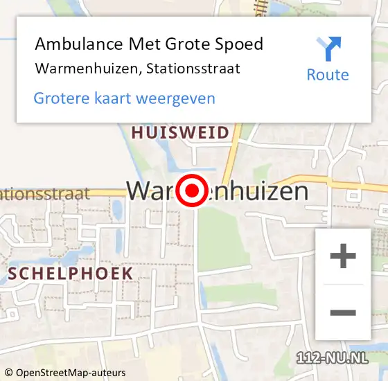 Locatie op kaart van de 112 melding: Ambulance Met Grote Spoed Naar Warmenhuizen, Stationsstraat op 23 november 2014 01:26