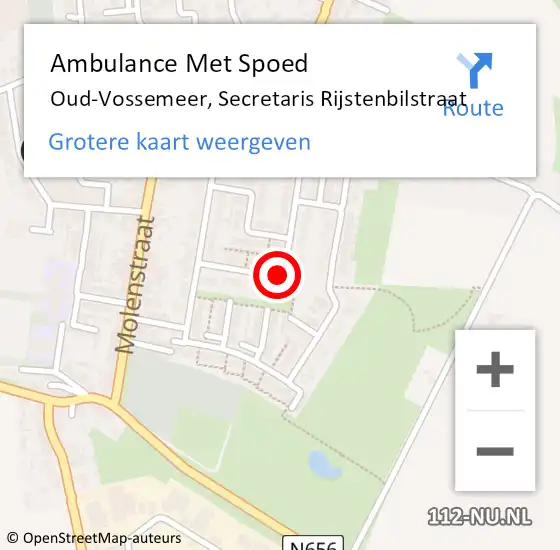 Locatie op kaart van de 112 melding: Ambulance Met Spoed Naar Oud-Vossemeer, Secretaris Rijstenbilstraat op 23 november 2014 02:41