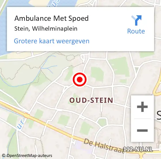 Locatie op kaart van de 112 melding: Ambulance Met Spoed Naar Stein, Wilhelminaplein op 23 november 2014 02:49