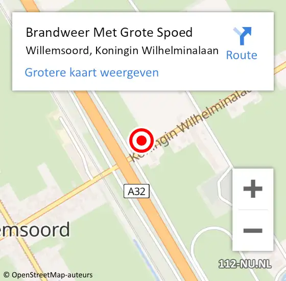 Locatie op kaart van de 112 melding: Brandweer Met Grote Spoed Naar Willemsoord, Koningin Wilhelminalaan op 23 november 2014 02:51