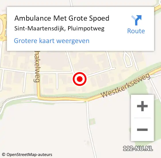 Locatie op kaart van de 112 melding: Ambulance Met Grote Spoed Naar Sint-Maartensdijk, Pluimpotweg op 23 november 2014 02:59