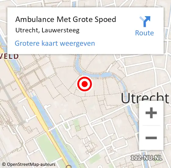 Locatie op kaart van de 112 melding: Ambulance Met Grote Spoed Naar Utrecht, Lauwersteeg op 23 november 2014 03:16