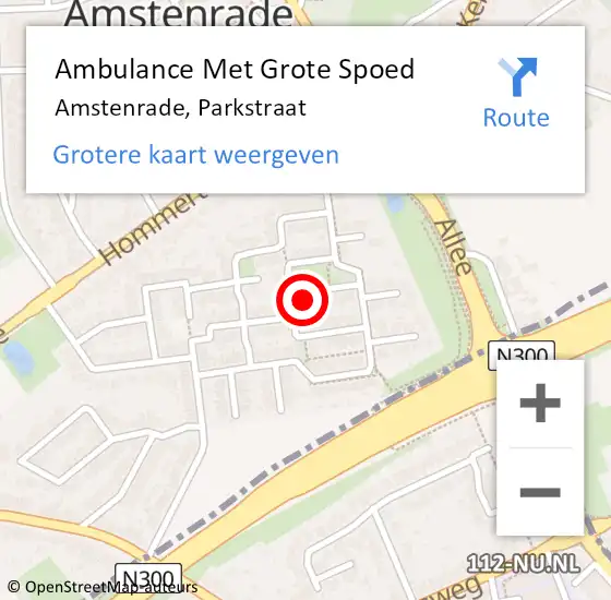 Locatie op kaart van de 112 melding: Ambulance Met Grote Spoed Naar Amstenrade, Parkstraat op 23 november 2014 03:19