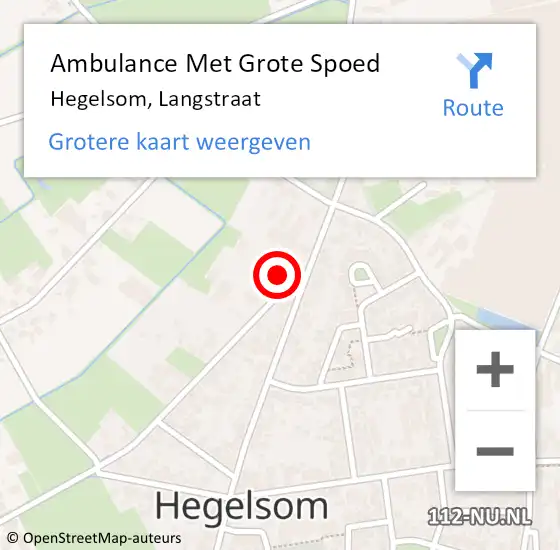 Locatie op kaart van de 112 melding: Ambulance Met Grote Spoed Naar Hegelsom, Langstraat op 23 november 2014 03:23