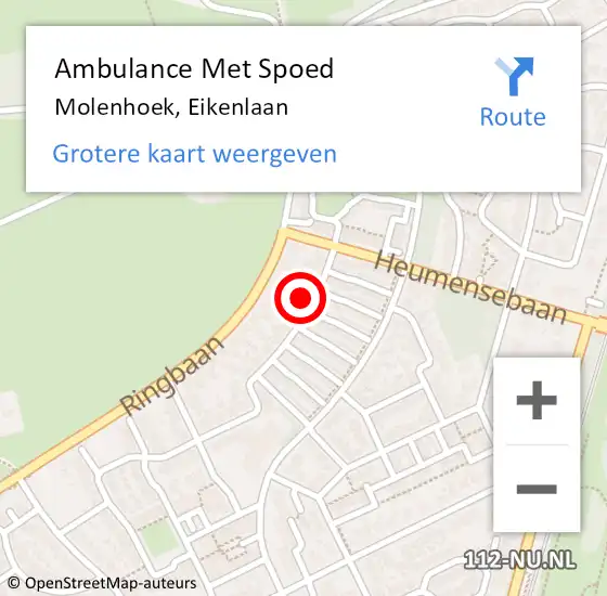 Locatie op kaart van de 112 melding: Ambulance Met Spoed Naar Molenhoek, Eikenlaan op 23 november 2014 04:18