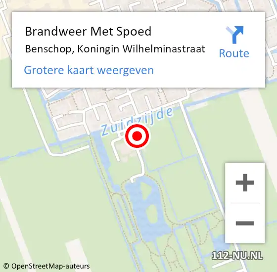 Locatie op kaart van de 112 melding: Brandweer Met Spoed Naar Benschop, Koningin Wilhelminastraat op 23 november 2014 04:23