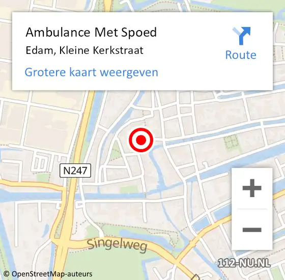 Locatie op kaart van de 112 melding: Ambulance Met Spoed Naar Edam, Kleine Kerkstraat op 22 oktober 2013 00:58