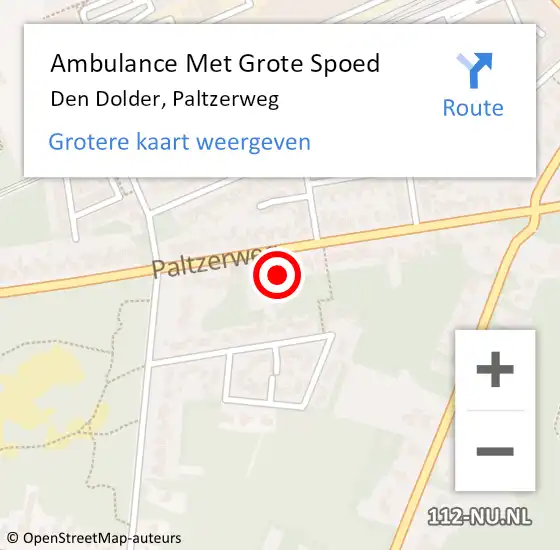 Locatie op kaart van de 112 melding: Ambulance Met Grote Spoed Naar Den Dolder, Paltzerweg op 23 november 2014 05:41