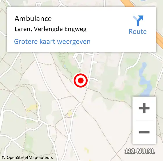 Locatie op kaart van de 112 melding: Ambulance Laren, Verlengde Engweg op 23 november 2014 08:03