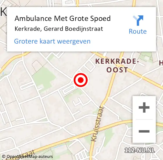 Locatie op kaart van de 112 melding: Ambulance Met Grote Spoed Naar Kerkrade, Gerard Boedijnstraat op 23 november 2014 08:20