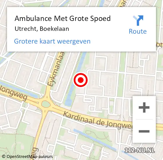 Locatie op kaart van de 112 melding: Ambulance Met Grote Spoed Naar Utrecht, Boekelaan op 23 november 2014 08:22