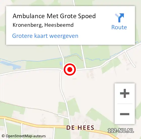 Locatie op kaart van de 112 melding: Ambulance Met Grote Spoed Naar Kronenberg, Heesbeemd op 22 oktober 2013 01:20