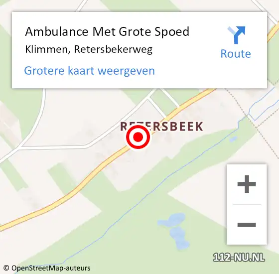 Locatie op kaart van de 112 melding: Ambulance Met Grote Spoed Naar Klimmen, Retersbekerweg op 23 november 2014 08:58