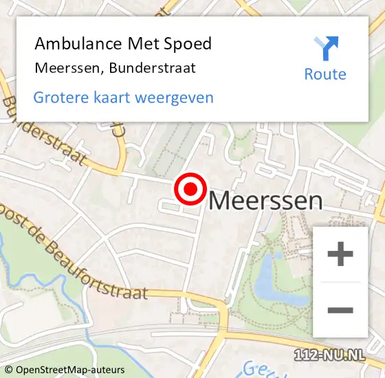 Locatie op kaart van de 112 melding: Ambulance Met Spoed Naar Meerssen, Bunderstraat op 23 november 2014 10:00