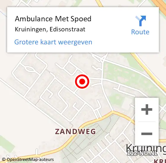 Locatie op kaart van de 112 melding: Ambulance Met Spoed Naar Kruiningen, Edisonstraat op 23 november 2014 10:43