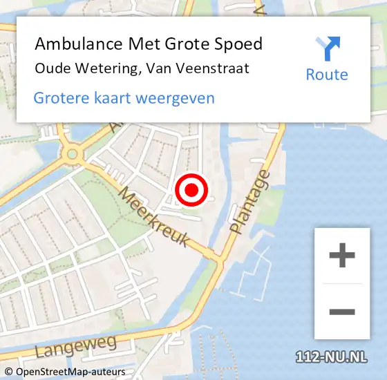 Locatie op kaart van de 112 melding: Ambulance Met Grote Spoed Naar Oude Wetering, Van Veenstraat op 23 november 2014 11:03