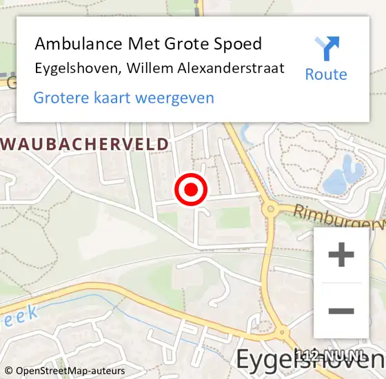 Locatie op kaart van de 112 melding: Ambulance Met Grote Spoed Naar Eygelshoven, Willem Alexanderstraat op 23 november 2014 11:35