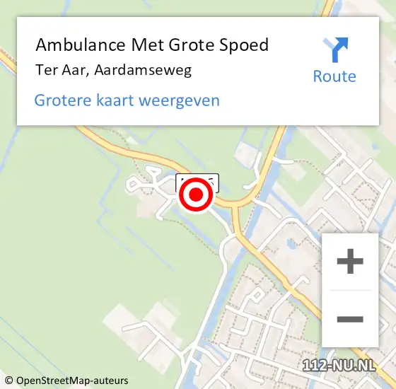 Locatie op kaart van de 112 melding: Ambulance Met Grote Spoed Naar Ter Aar, Aardamseweg op 22 oktober 2013 02:15