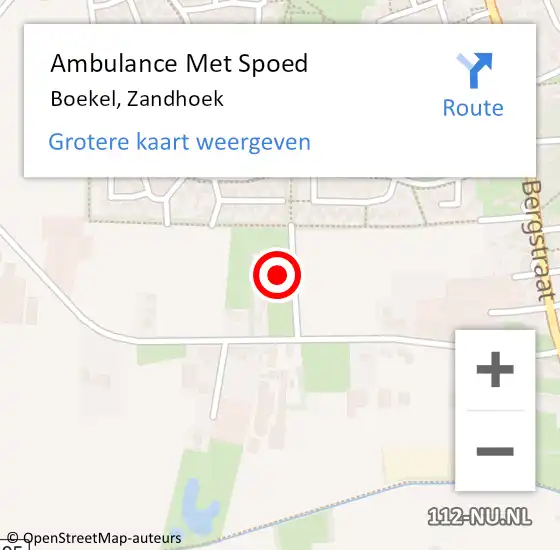Locatie op kaart van de 112 melding: Ambulance Met Spoed Naar Boekel, Zandhoek op 23 november 2014 12:29